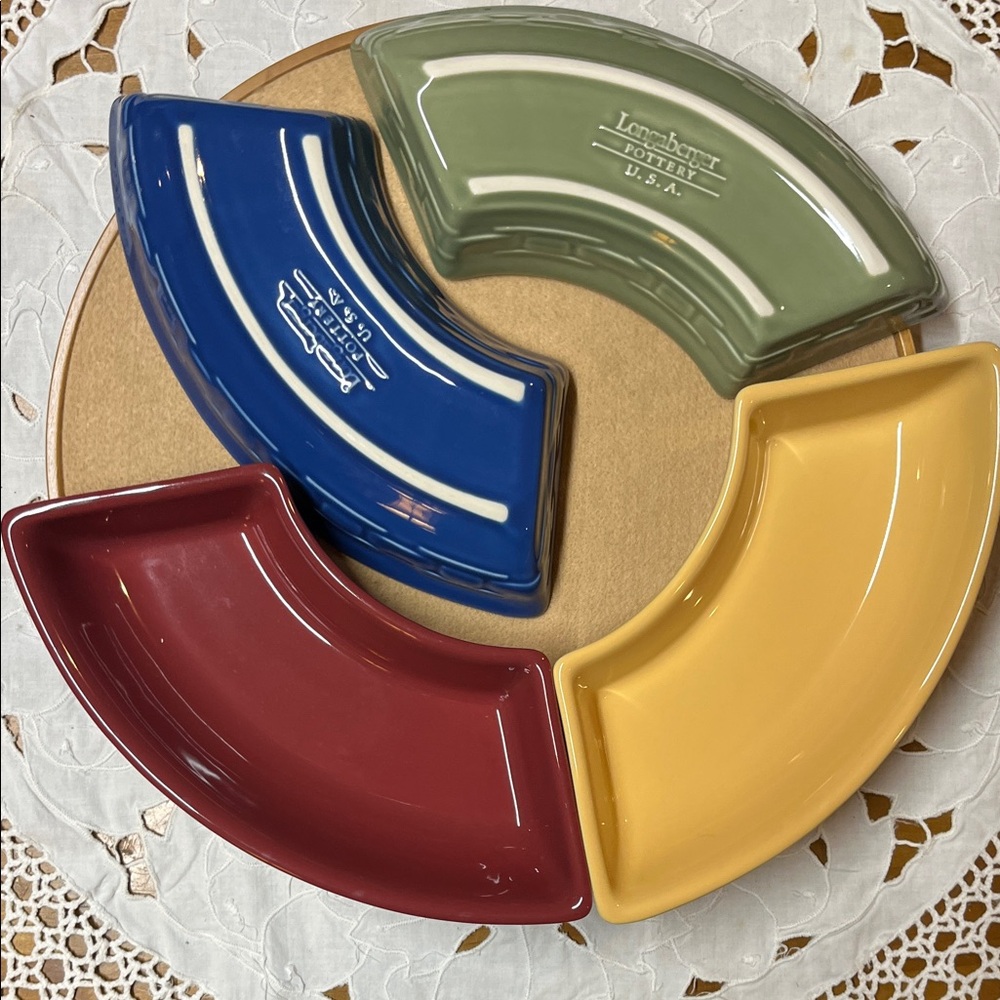 Longaberger woven traditions Crescent pottery, and Lazy Susan Dish Set - Picture 8 of 8